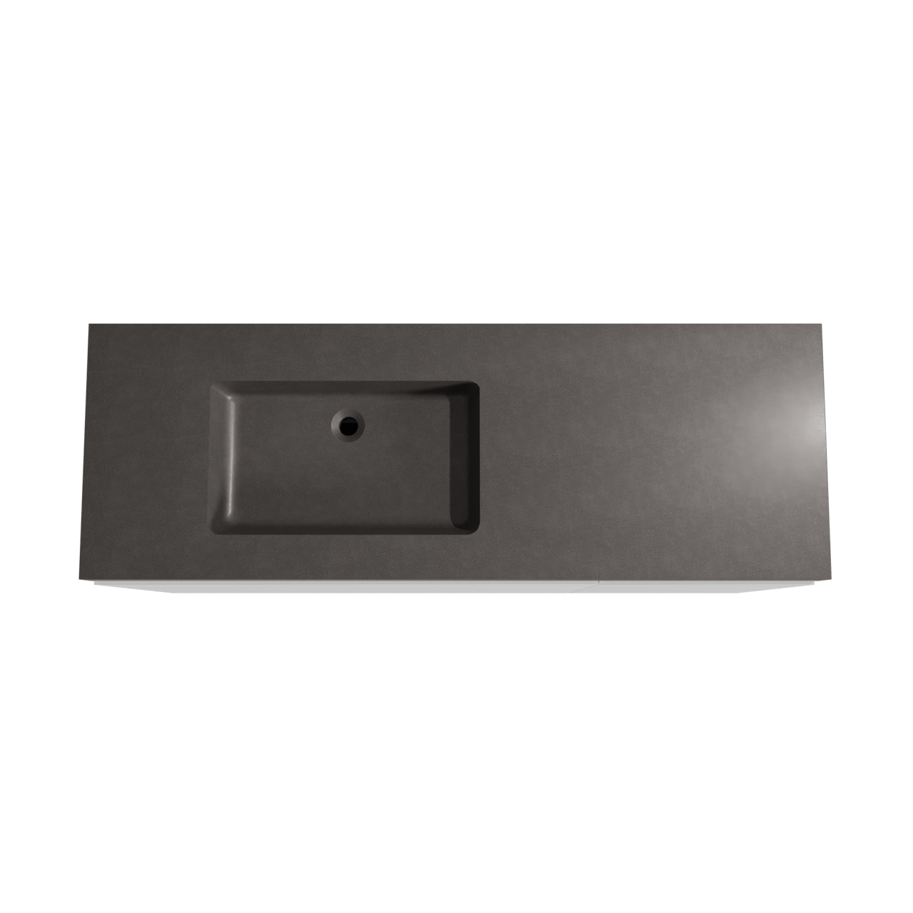 Storke Edge staand badkamermeubel 150 x 52 cm mat wit met Scuro High asymmetrisch linkse wastafel in kwarts mat zwart