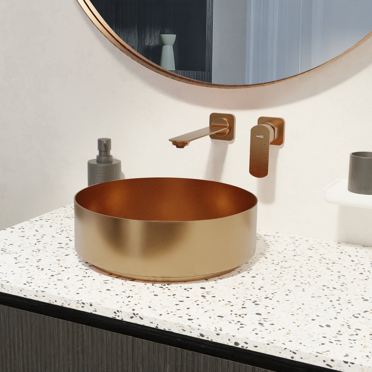 Balmani Accia waskom Brushed Rosegold roestvrij staal rond Ø 36 cm