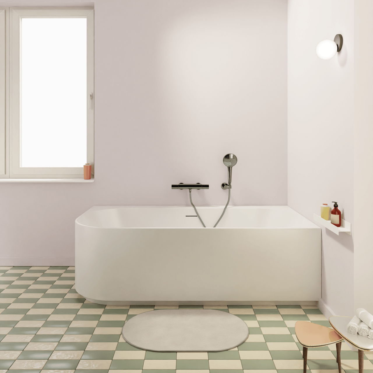 Luca Varess Laguna baignoire d'angle droite duo 170 x 85 cm acrylique blanc mat