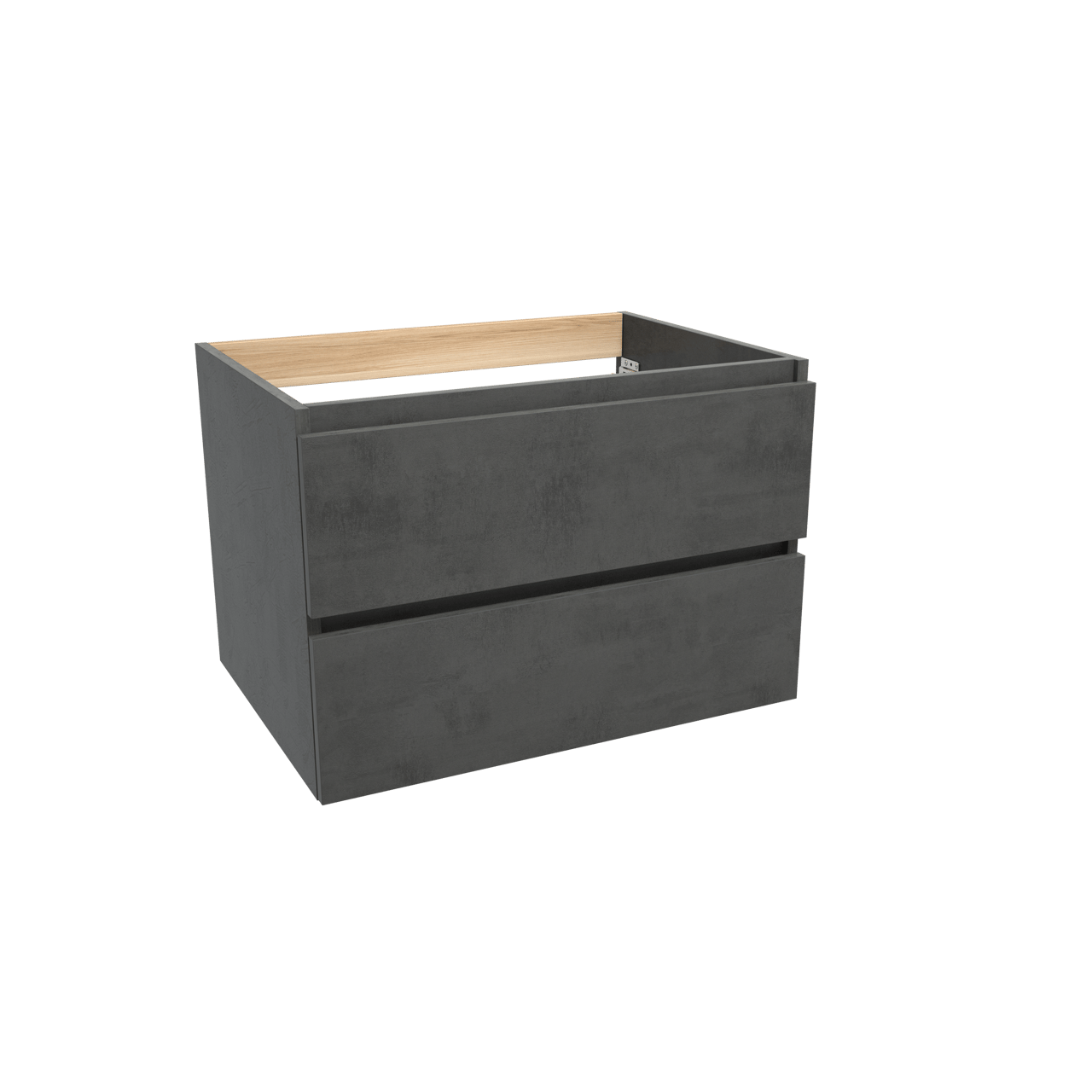 Balmani Lucida hängender Waschbeckenunterschrank: 75 x 55 cm, Beton dunkelgrau, 2 Schubladen
