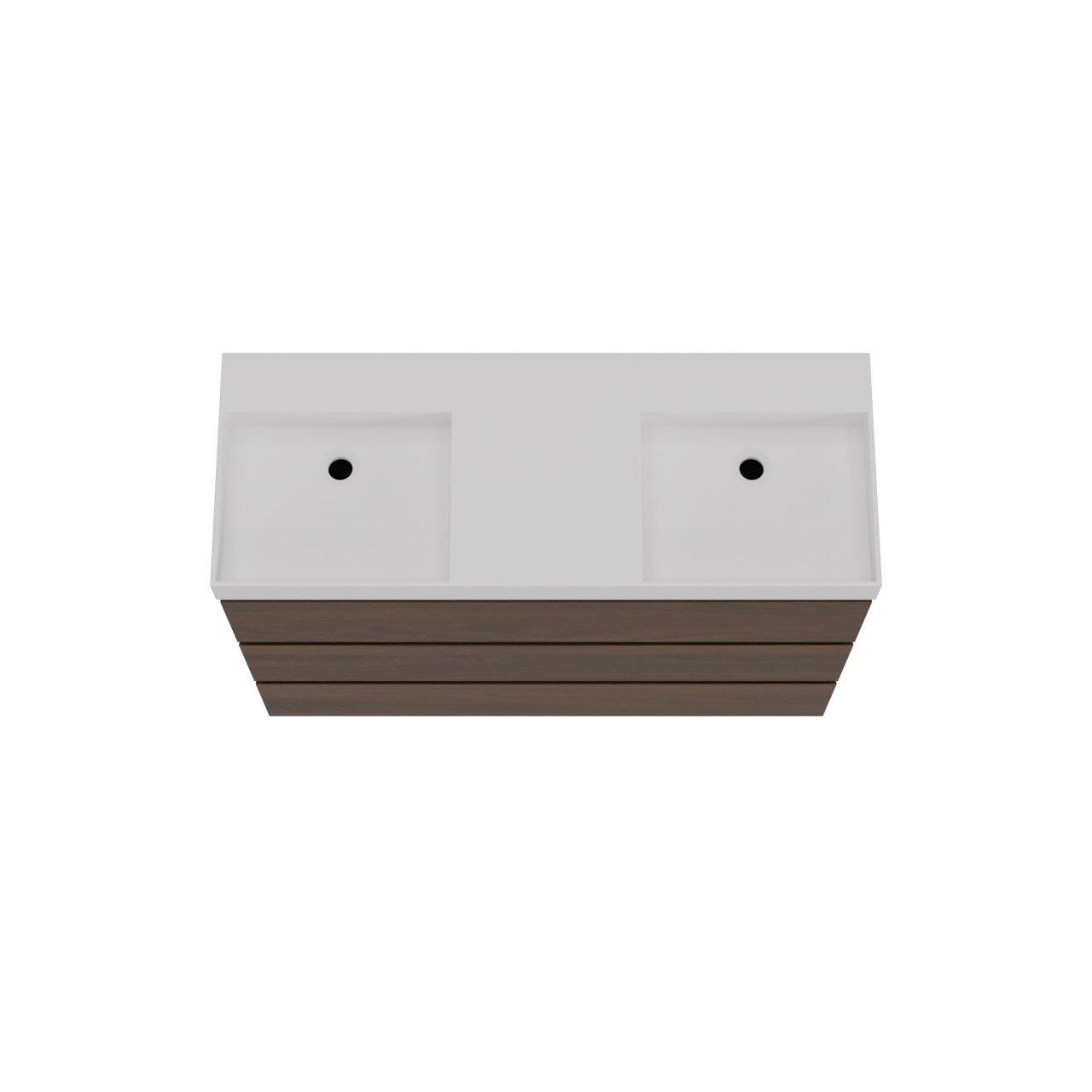 Storke Edge freistehendes Möbelstück Set: 120 x 46 cm, Nussbaum, mit Jura Doppelwaschtisch, Solid Surface Weiß matt