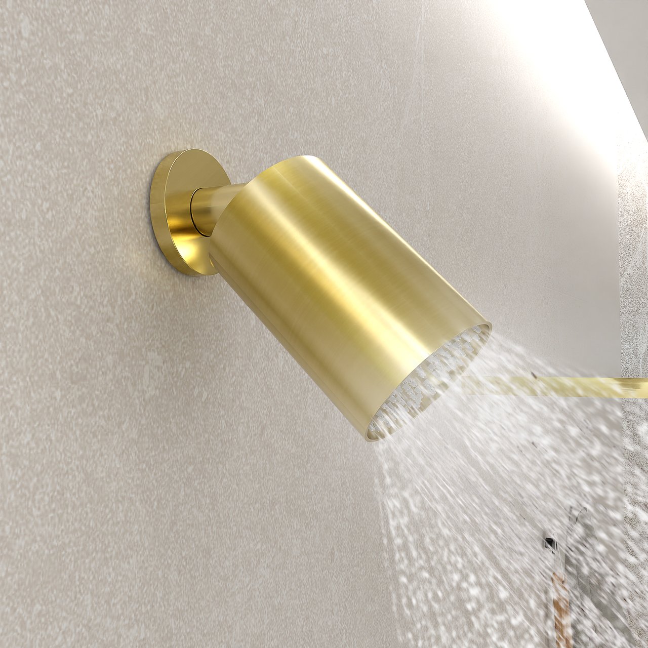 BLAUFOSS Luxor 90 Hoofddouche rond 14 cm x 9 cm met wand douchearm Brushed Gold