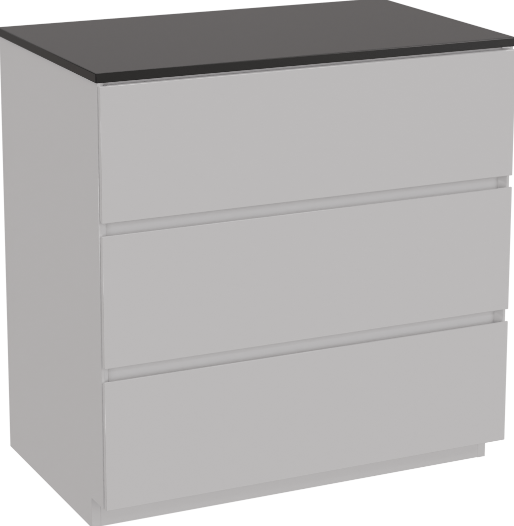 Storke Edge freistehendes Möbelstück Set: 85 x 52 cm, Weiß glänzend, mit Panton Einzel Waschtischplatte, Pulverbeschichtetes MDF Schwarz matt