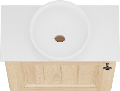 Balmani Lemon hängendes WC-Möbel-Set, 42 x 21 cm, Eiche Natur mit Facetta Waschtischplatte und Jazz Aufsatzbecken in Matte Solid Surface