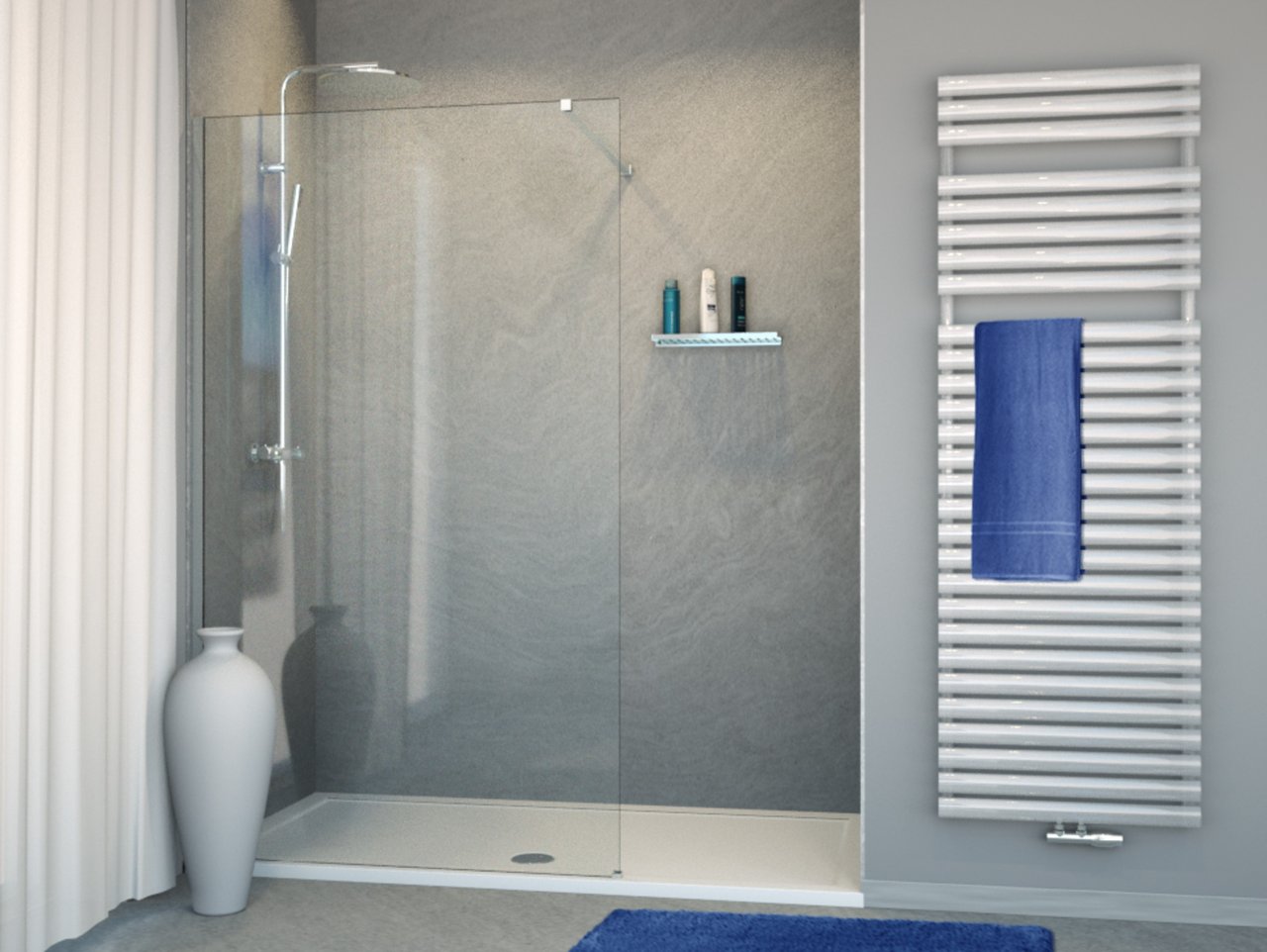 Balmani Modular douche de niche 110 x 200 cm verre transparent profil chrome brillant