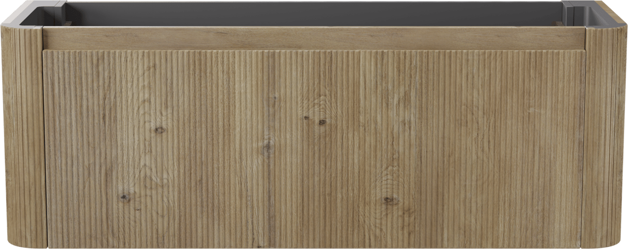 Storke Soft zwevende wastafelonderkast 140 x 46 cm Ruwe eiken 2 lades vert. sym. Groef