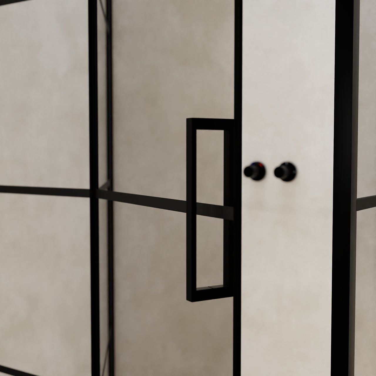 Balmani Senses Design douchehoek met linkse draaideur en vaste zijwand, 120 x 90 cm, Lined, Zwarte profielen, met coating