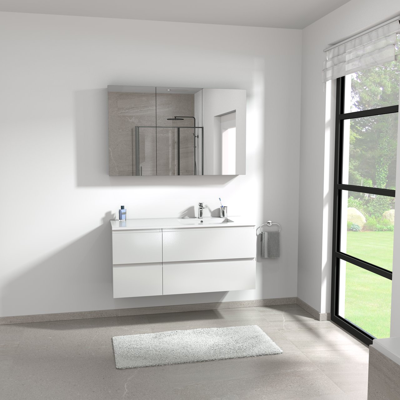Linie Montro spiegelkast 120 x 75 cm Glanzend Wit