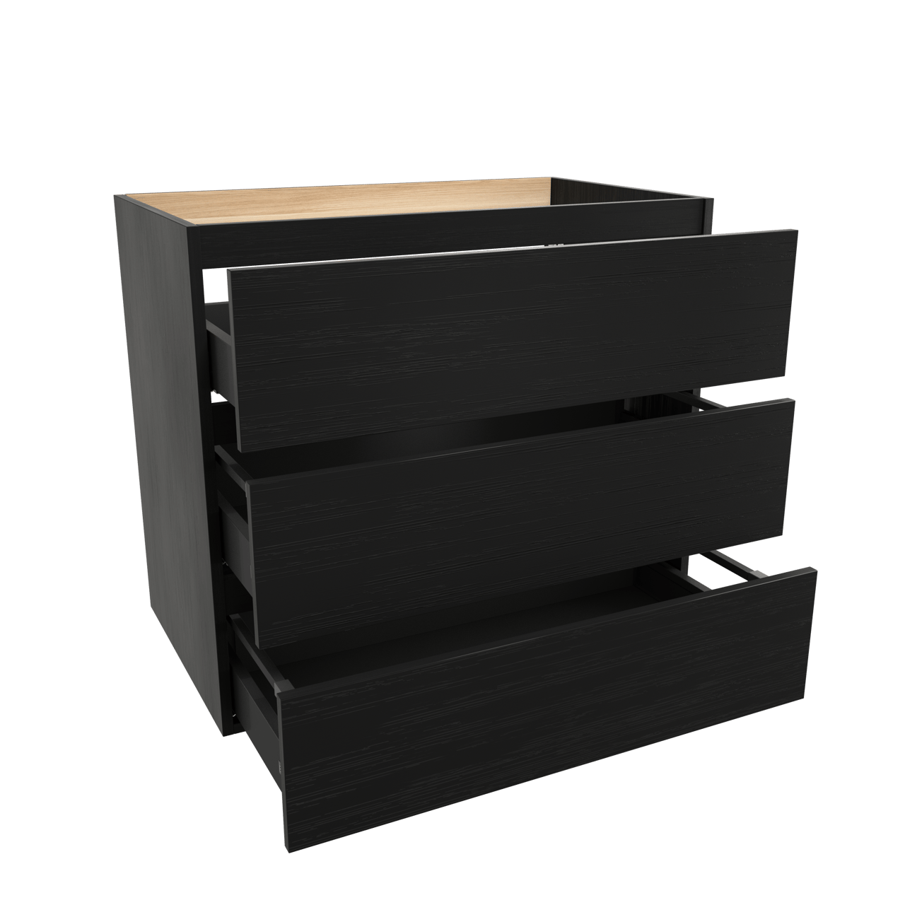 Balmani Lucida stehender Waschbeckenunterschrank: 90 x 55 cm, Eiche Schwarz, 3 Schubladen