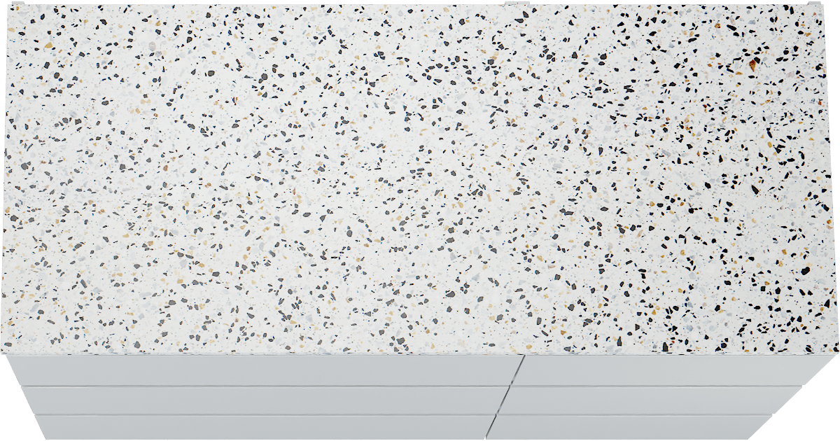 Storke Edge meuble salle de bains à poser 120 x 52 cm blanc brillant avec Tavola tablette en blanc/noir terrazzo mat