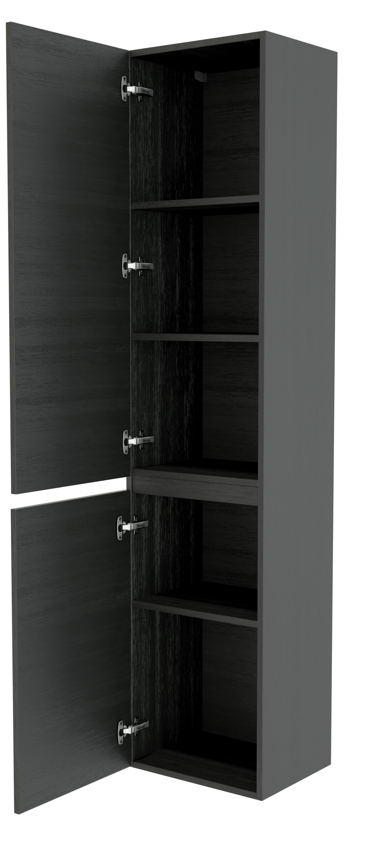 Balmani Lucida Badhochschrank: Stehend, links, Eiche Schwarz, 45 x 35 x 195 cm