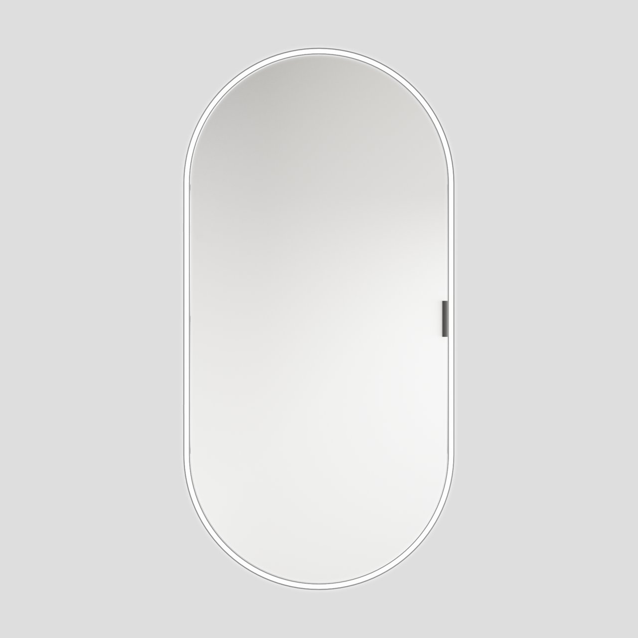 Luca Varess Oval spiegelkast ovaal 45 x 90 cm mat zwart met spiegelverlichting