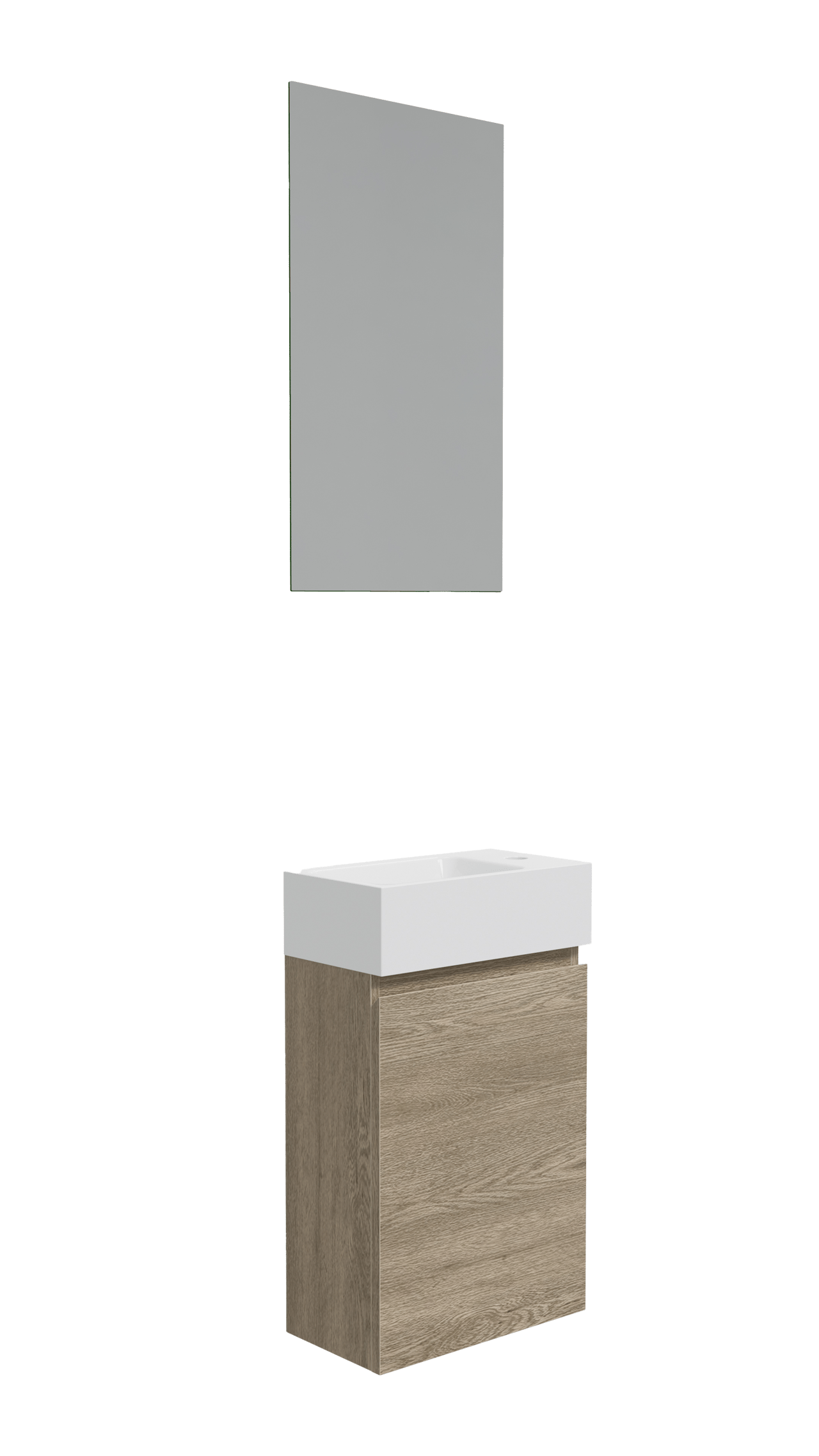 Linie Lado toiletmeubelset grijze eik met wastafel composietmarmer 40x22cm