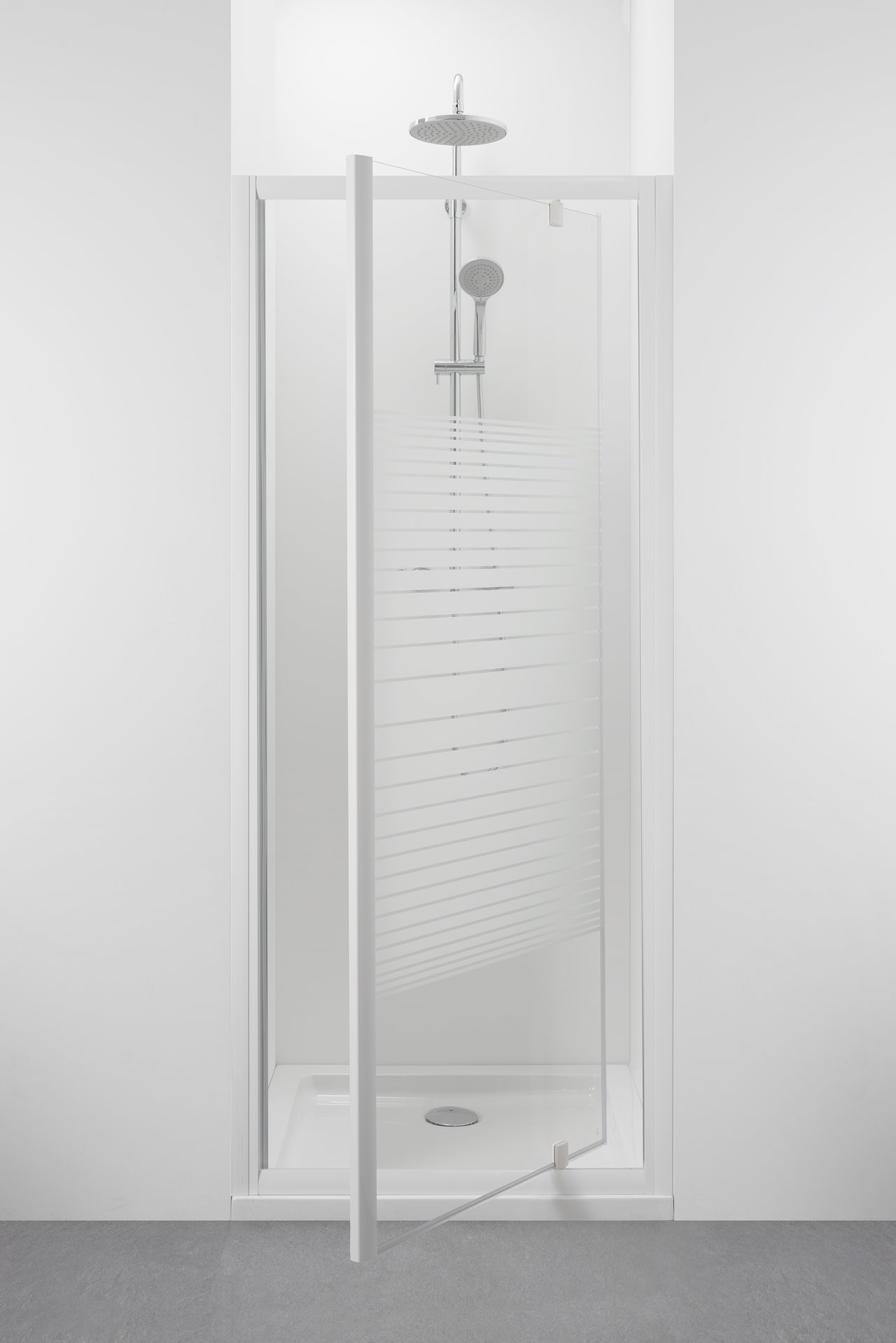 Linie Tarifa porte pivotante 90 x 185 cm verre transparent profil blanc brillant
