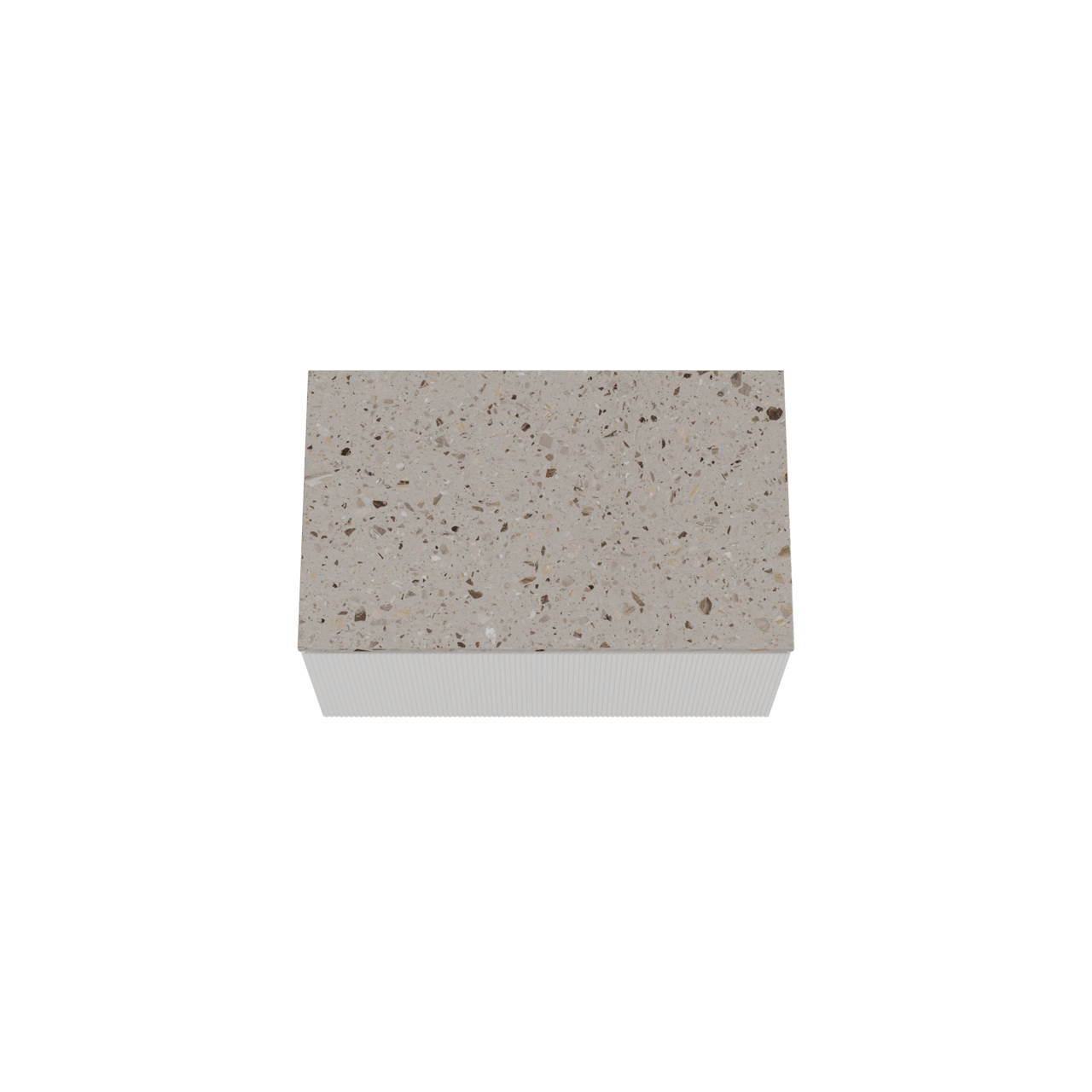 Balmani Fila by Mitra zwevend badmeubel 90 x 55 cm mat wit met Stretto enkel wastafelblad in terrazzo greige terrazzo, Verticale symmetrische rechte ribbel