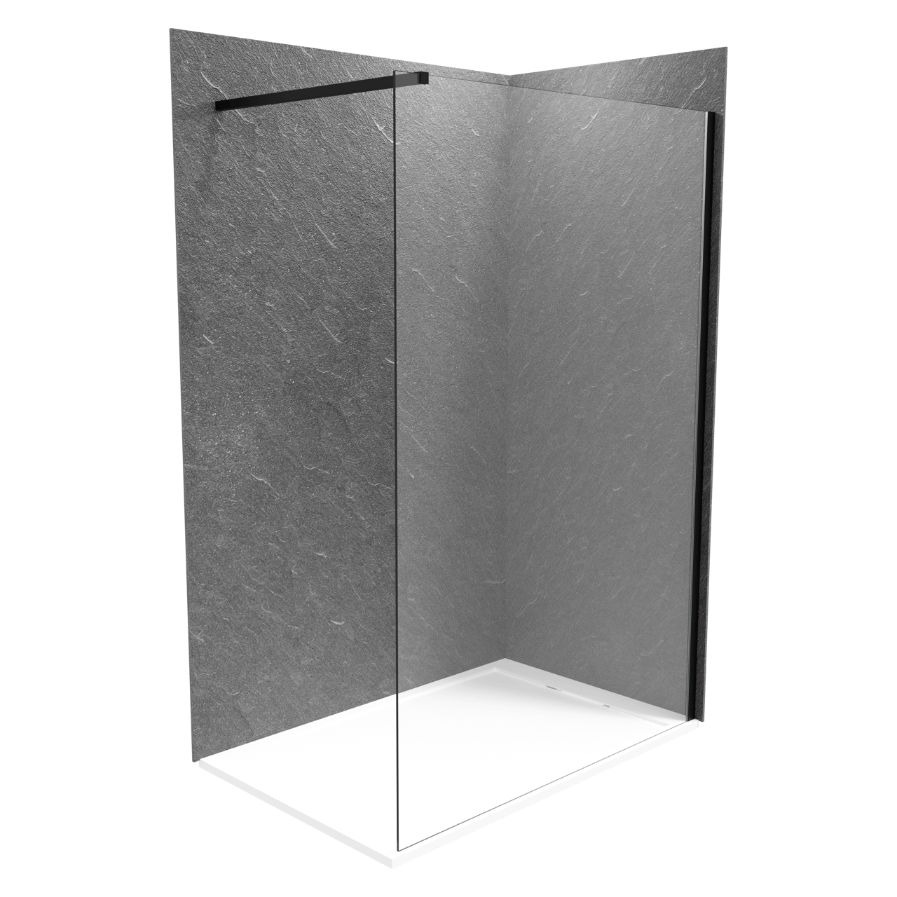 Balmani Zeno set douchewandbekleding 160 x 80 x 220 cm composietmarmer donkergrijs leisteenstructuur
