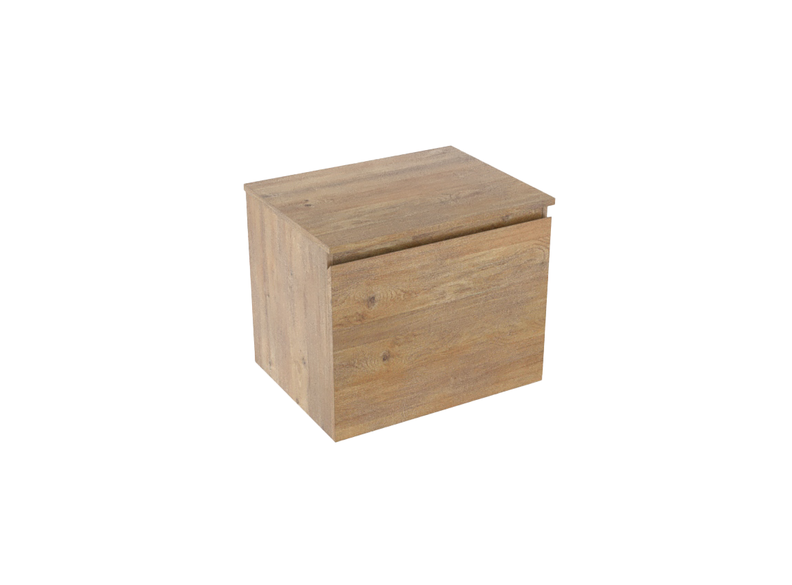 Linie Lado hängendes Möbelstück Set: 60 x 46 cm, Naturbelassene Eiche, mit Lado Einzel Waschtischplatte, Melamin Naturbelassene Eiche