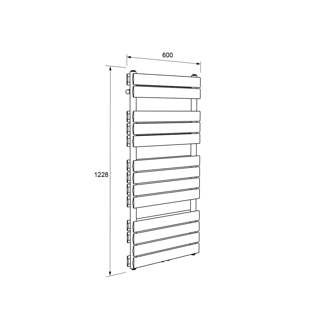Vipera Vulcan doppel Handtuchheizkörper 60 x 123 cm elektrische Heizung weiß glänzend Seiten- und Mittelanschluss 1.256W, inkl. Widerstand, nicht für Deutschland geeignet