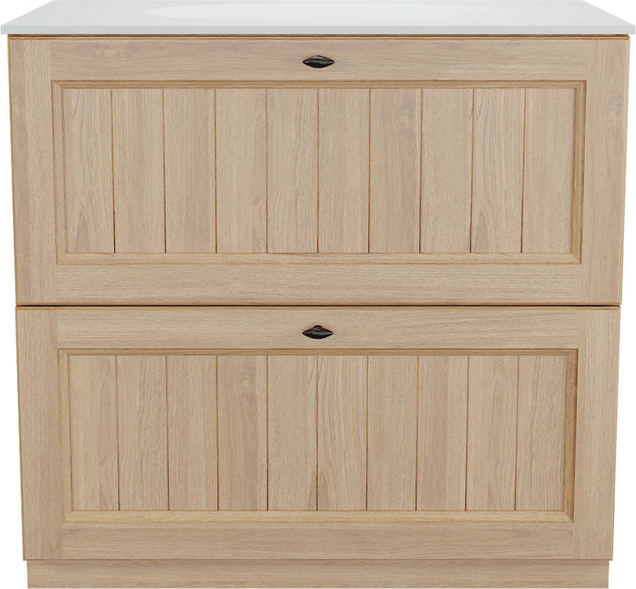 Balmani Lemon meuble salle de bains à poser 90 x 55 cm, placage chêne naturel avec Tablo Oval plan simple en blanc mat