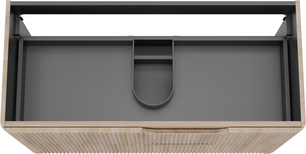 Linie Curvo zwevende wastafelonderkast 100 x 46 cm licht eiken 2 lades vert. sym. Groef