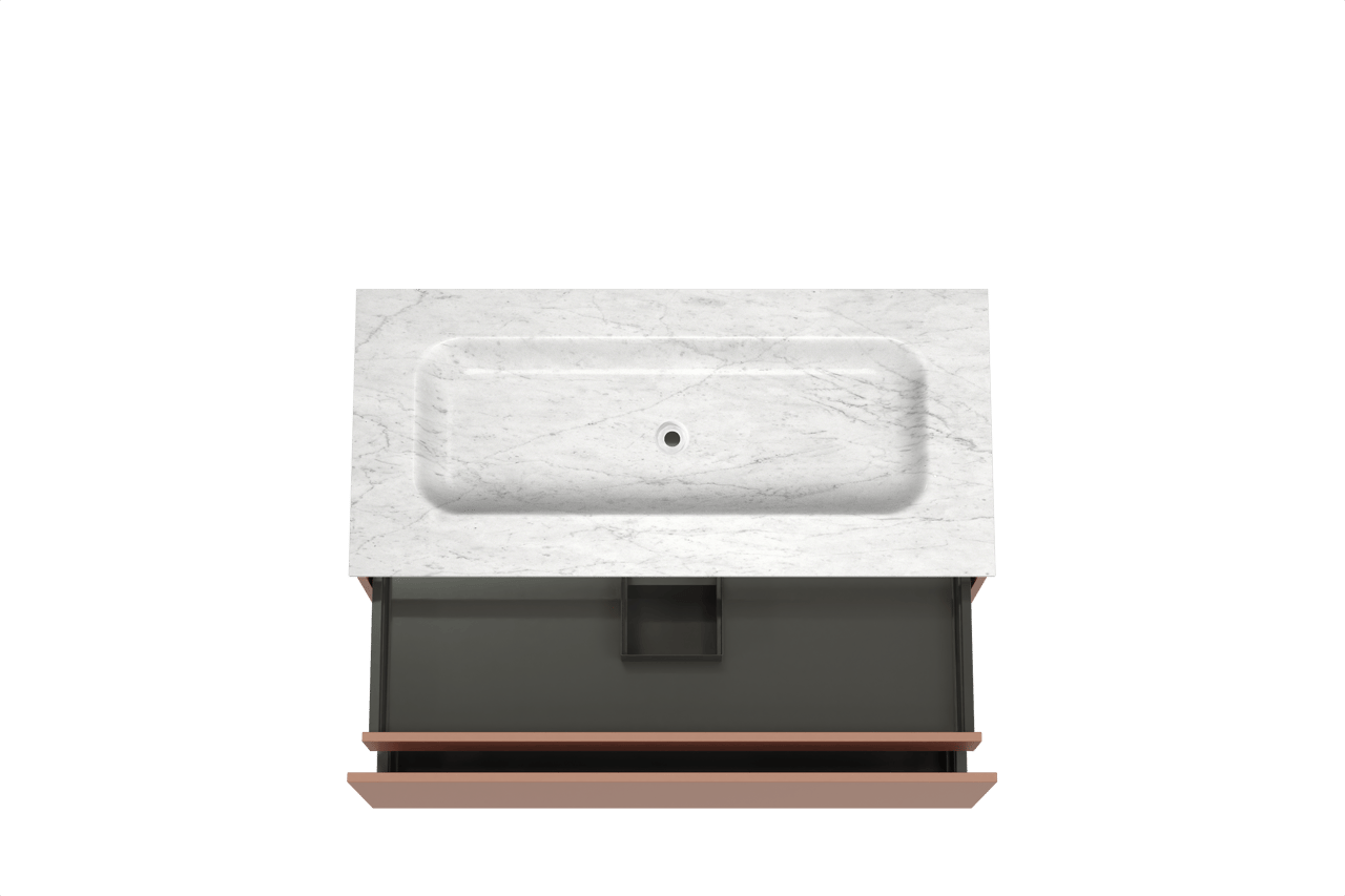 Balmani Sfera by Lucida zwevend badmeubel 120 x 55 cm cotto met Tablo Arcato enkele wastafel in marmer carrara