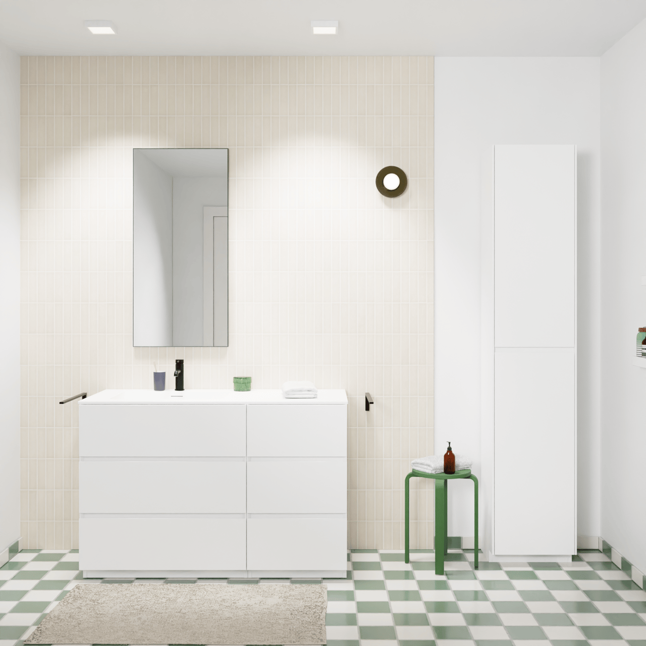 Storke Edge meuble salle de bains à poser 120 x 52 cm blanc mat avec Mata plan vasque asymétrique à gauche en solid surface blanc mat