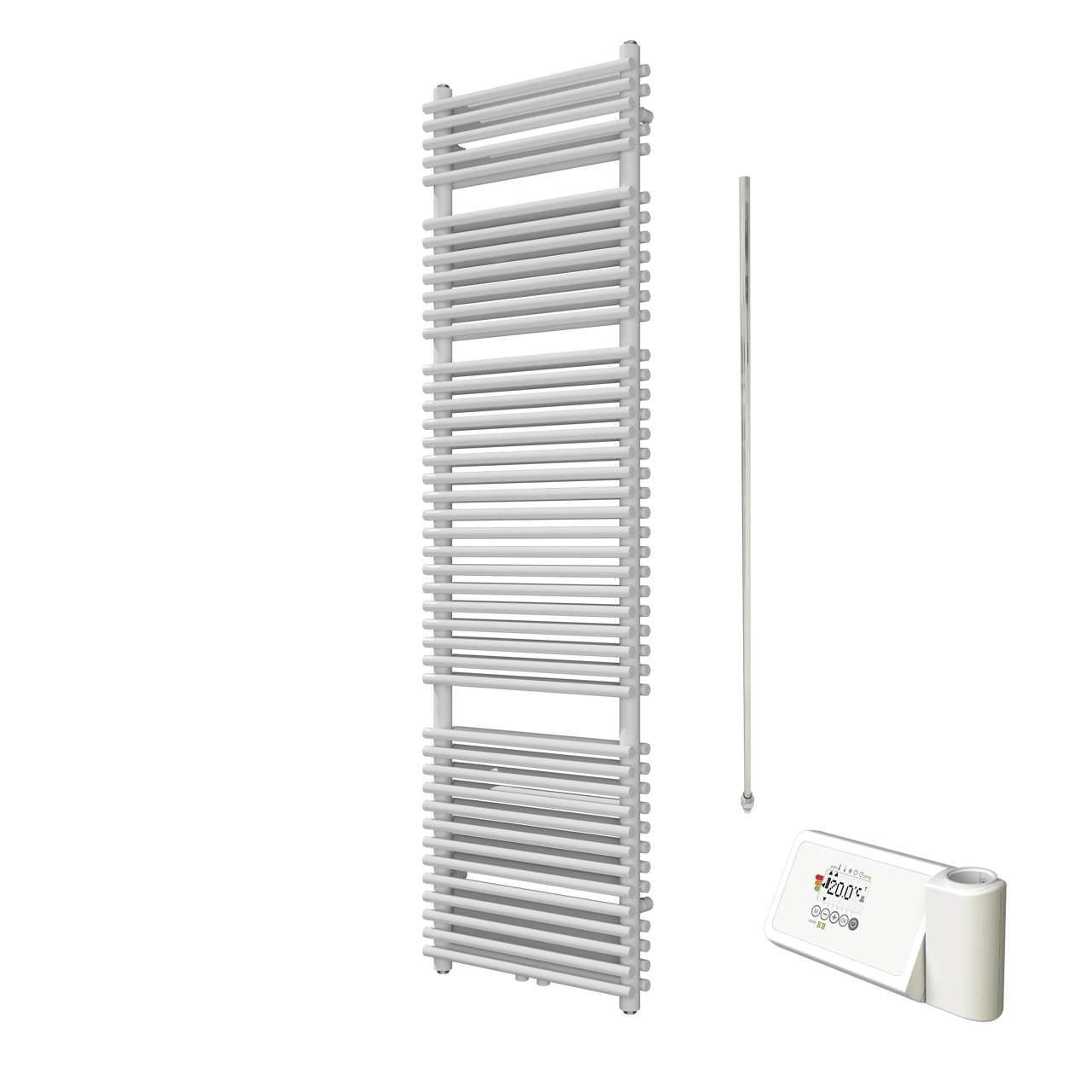 Vipera Alegria dubbele handdoekradiator 50 x 180 cm elektrische verwarming glanzend wit zij- en middenaansluiting 1.250W, weerstand inbegrepen