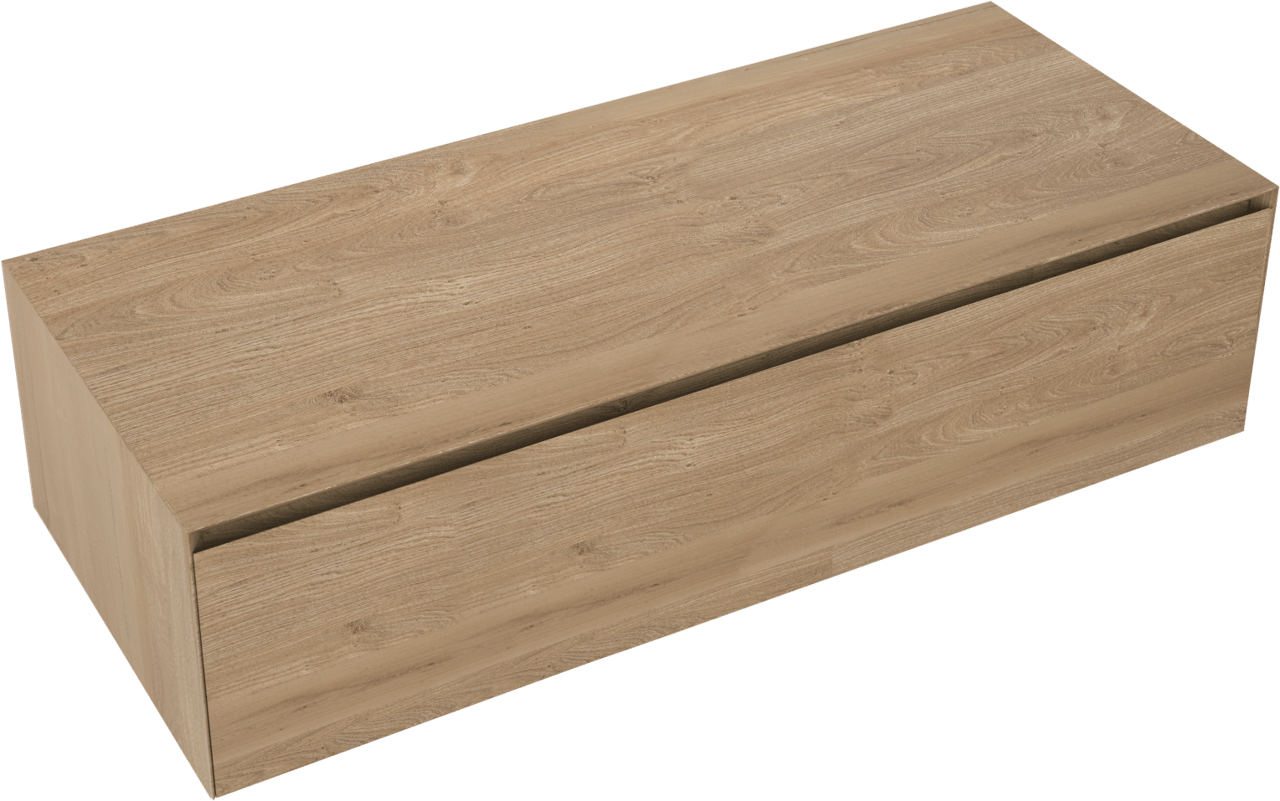 Balmani Mitra Elements hängender Waschbeckenunterschrank: 120 x 50 cm, Eiche Natur, 1 Schublade