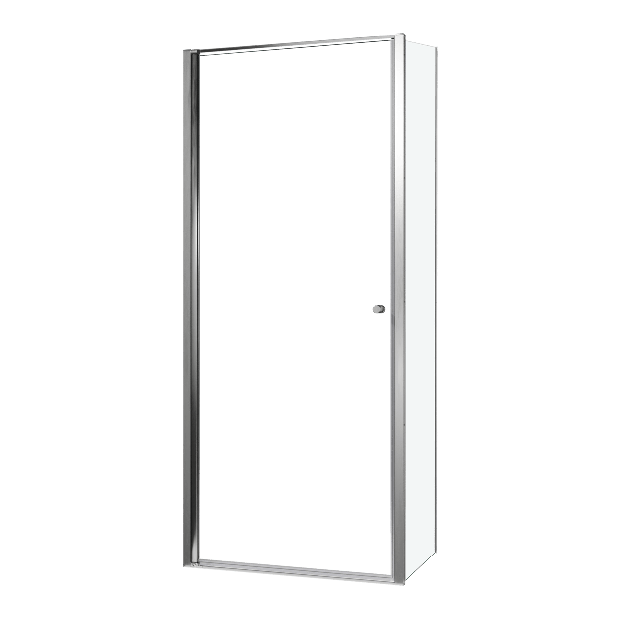 Luca Varess Kuresa Eckdusche: Drehtür, fixierte Seitenwand, 90 x 80 x 200 cm, Klarglas, Profil Chrom glänzend