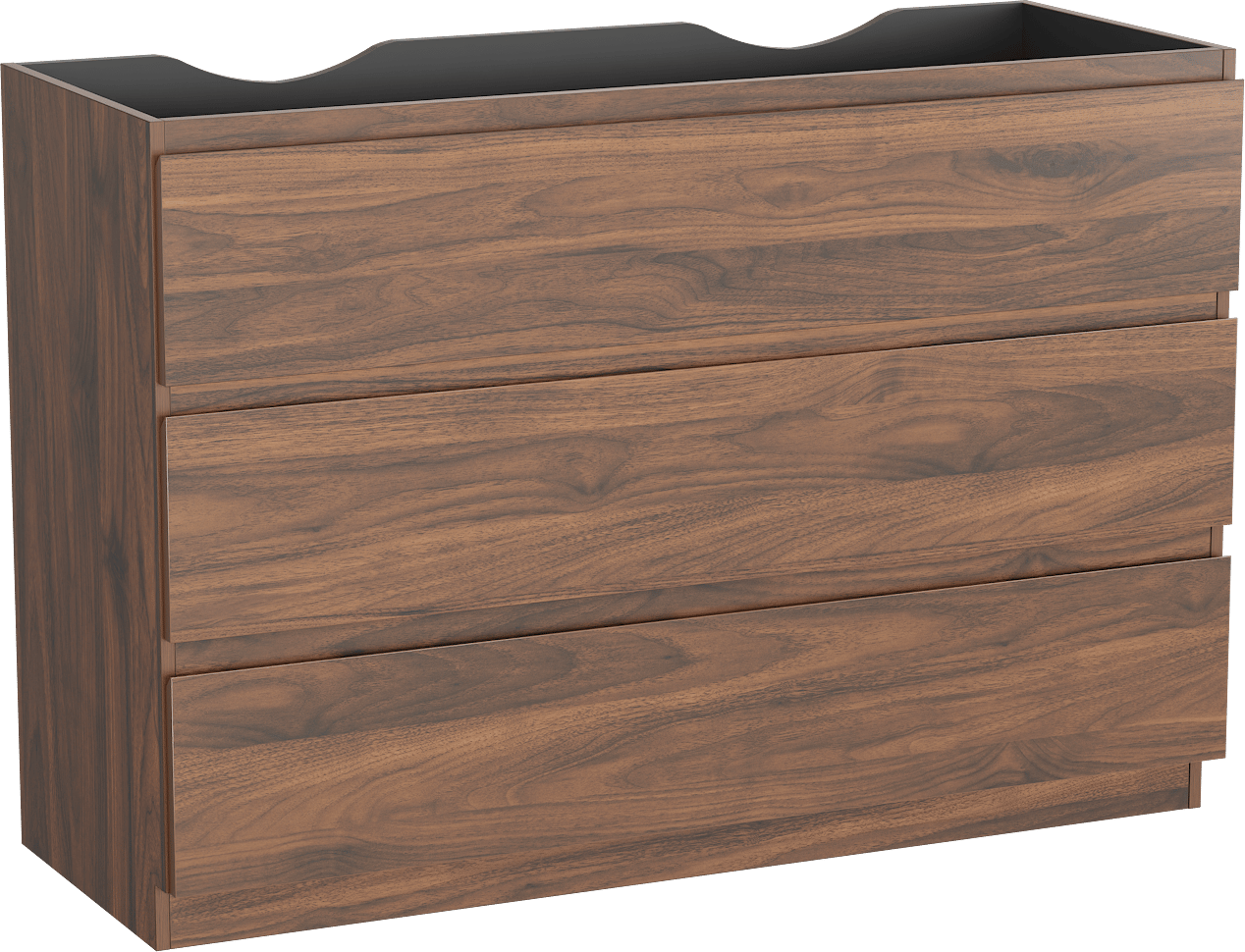 Linie Lado staande wastafelonderkast 120 x 46 cm notelaar 3 lades