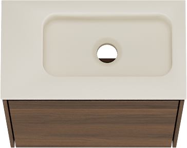 Storke Edge zwevend toiletmeubel 40 x 22 cm Notelaar met Fina wastafel in Sand mat Top Solid