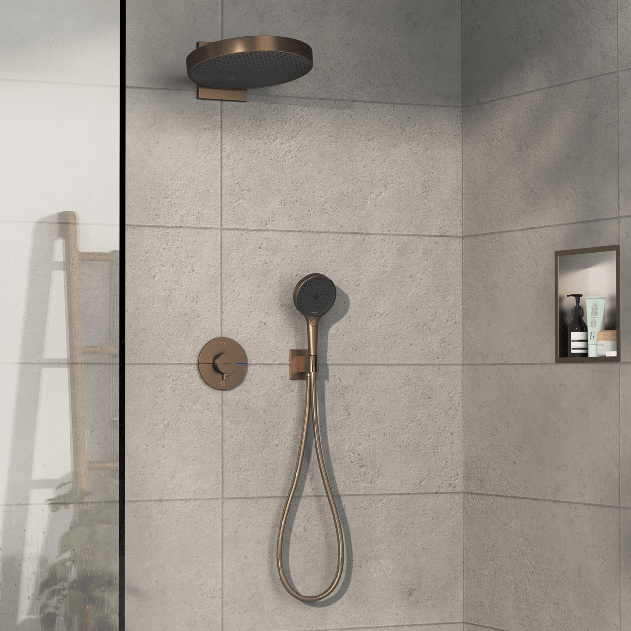 Hansgrohe Showerselect Comfort S inbouw thermostaat 2 uitgangen Brushed Bronze
