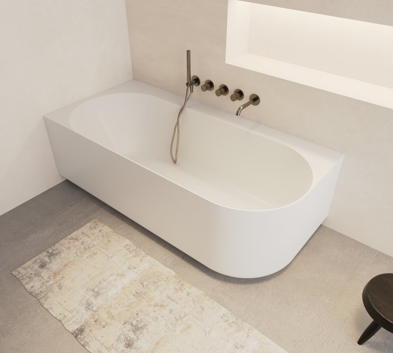 Balmani Scala baignoire d'angle gauche baignoire duo 175 x 80 cm Solid Surface blanc mat