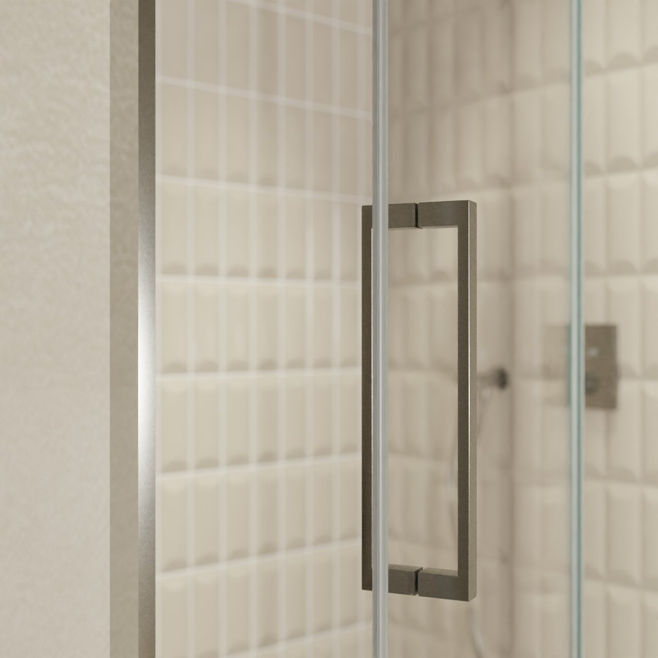 Balmani Senses Design douche draaideur rechts 140 cm x 210 cm Helder glas, Brushed GunMetal profielen