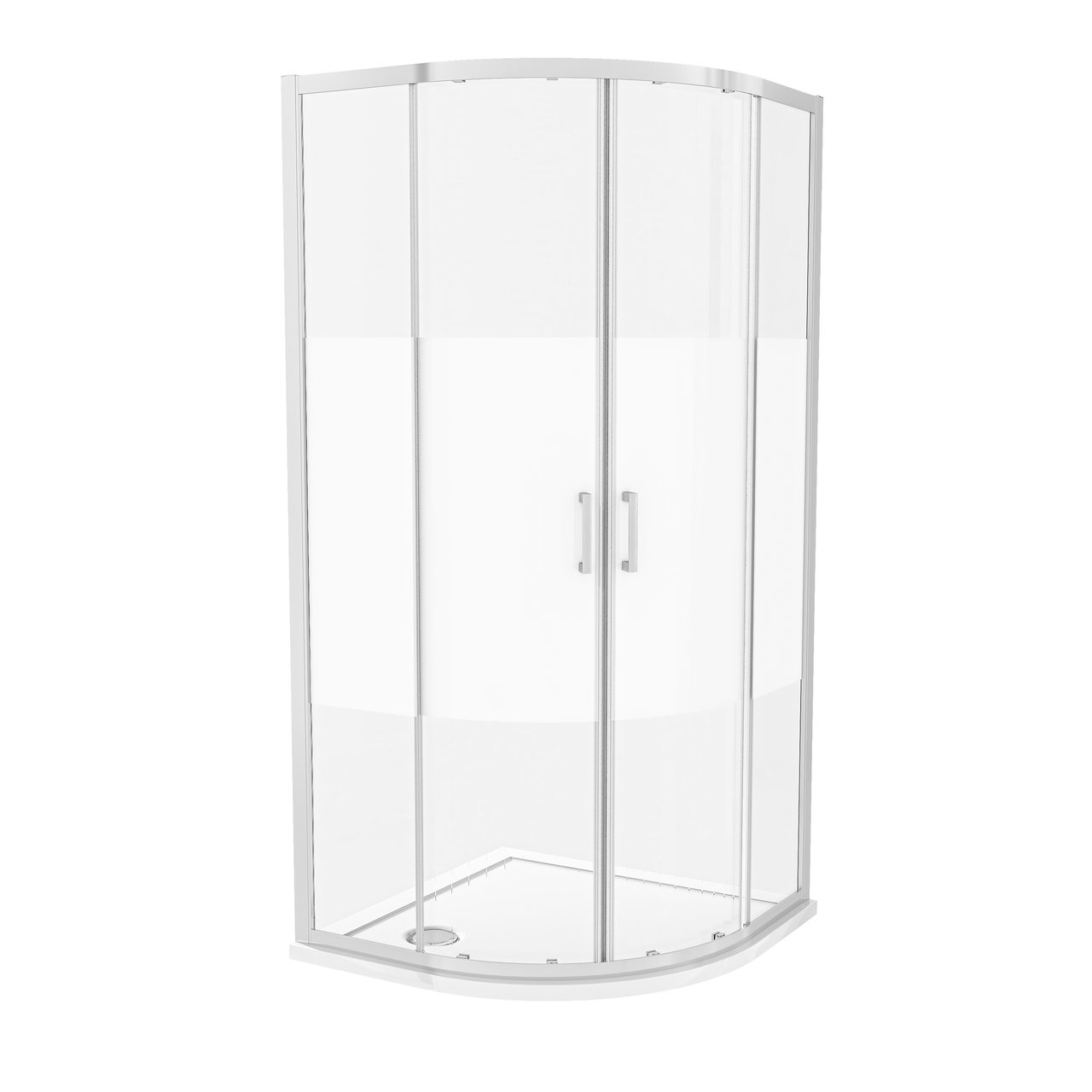 Luca Varess Vidor Eckdusche Viertelkreis, 90 x 90 cm, Klarglas mit mattiertem Streifen, Chromprofil