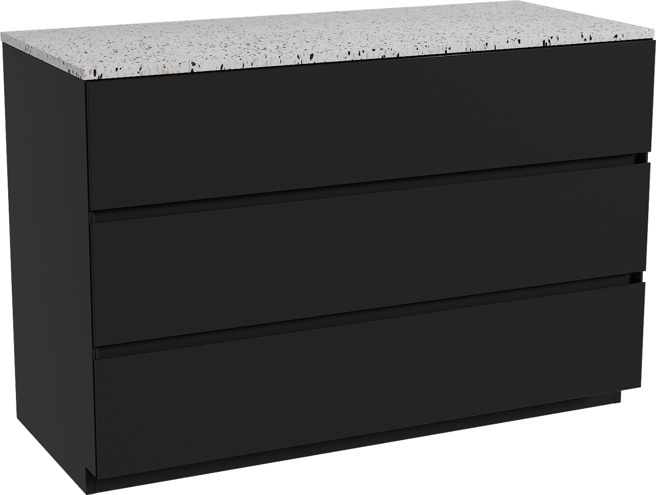 Storke Edge staand badkamermeubel 120 x 52 cm mat zwart met Tavola enkel of dubbel tablet in mat wit/zwart terrazzo