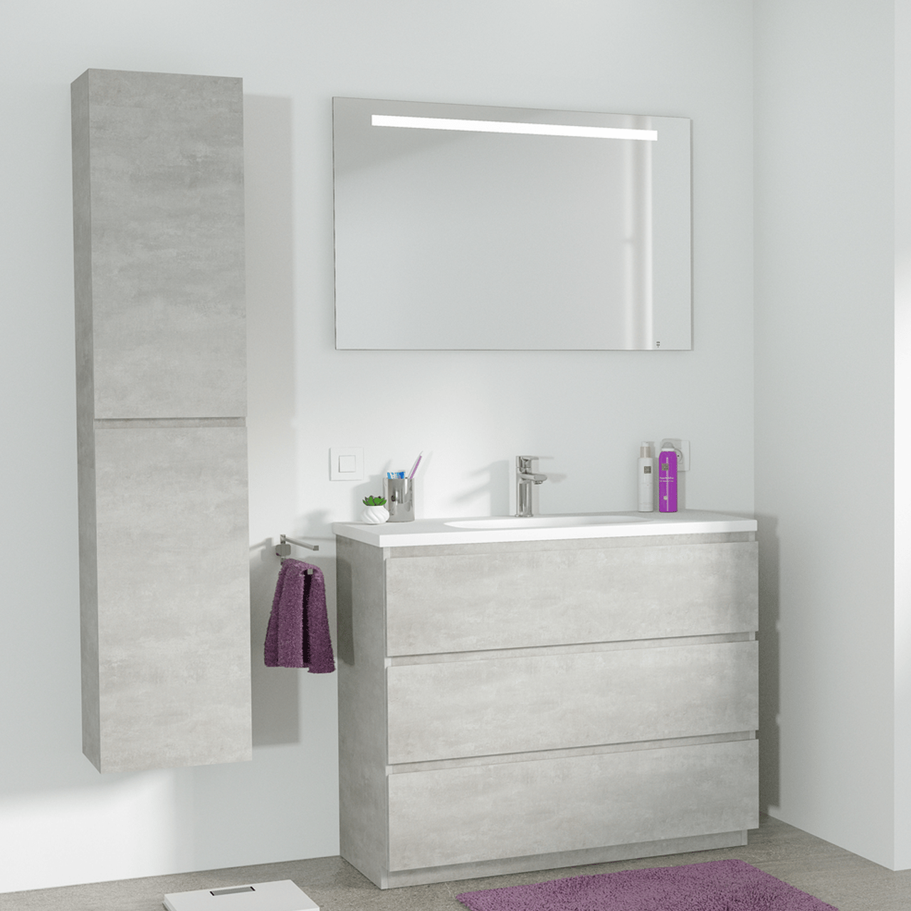 Storke Lucio rechthoekig badkamerspiegel 100 x 65 cm met spiegelverlichting en anti-damp