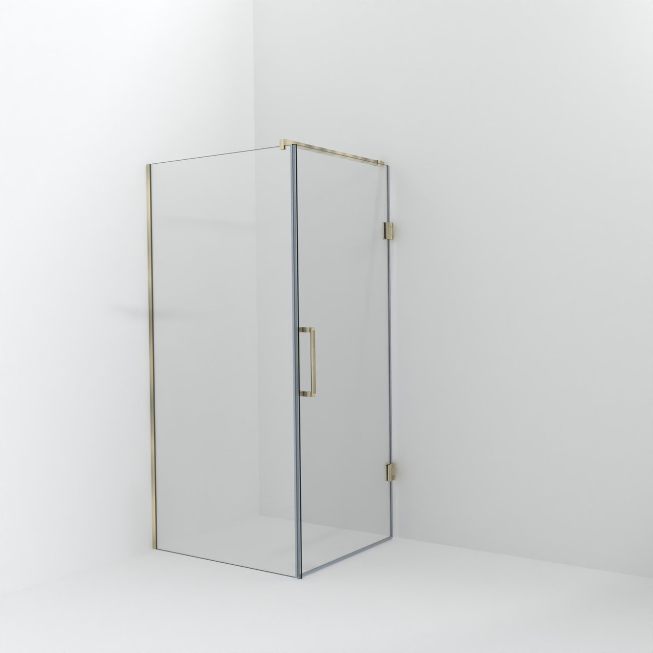 Balmani Modular Walk-In Dusche mit Tür: 100 x 200 cm mit Tür 90 cm, Klarglas, Profil Brushed Champagne Gold