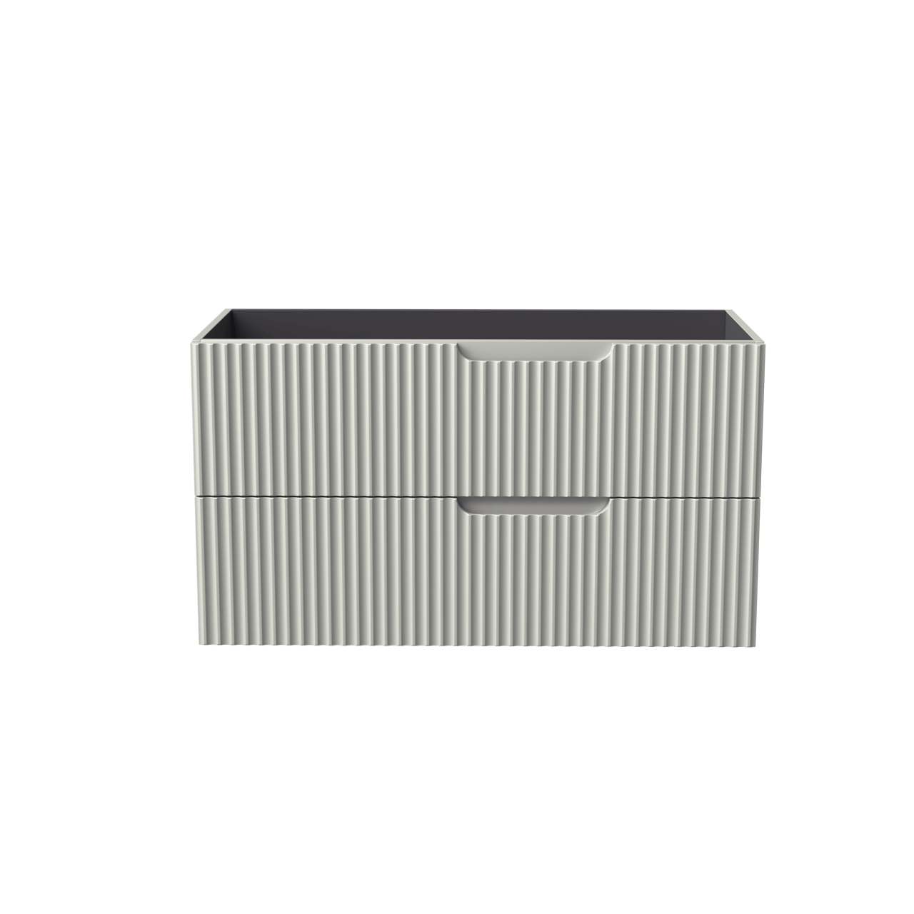 Linie Ribbo hängender Waschbeckenunterschrank: 100 x 46 cm, Greige, 2 Schubladen