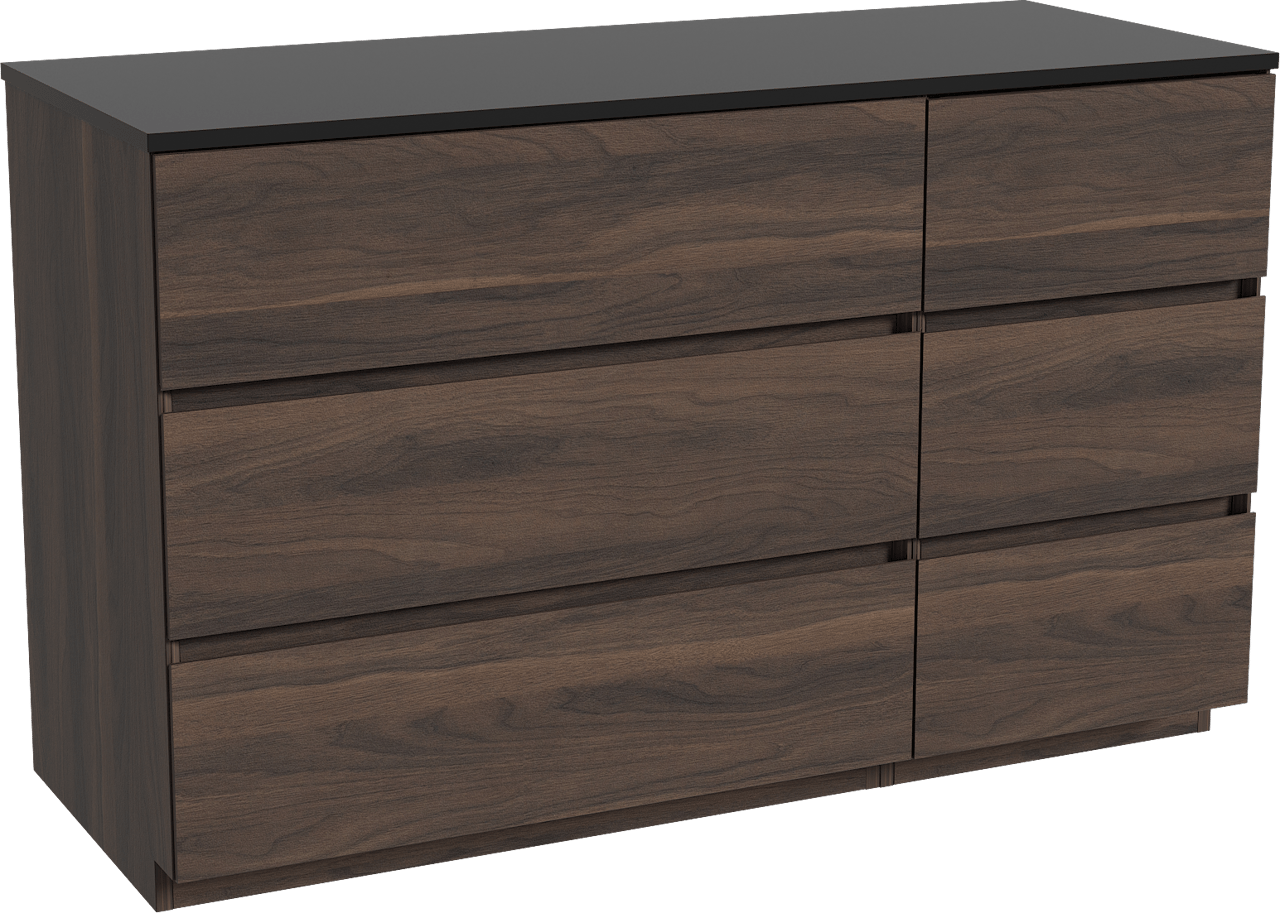 Storke Edge meuble salle de bains à poser 130 x 52 cm noyer avec Panton tablette simple ou double en mdf enduit de poudre noir mat