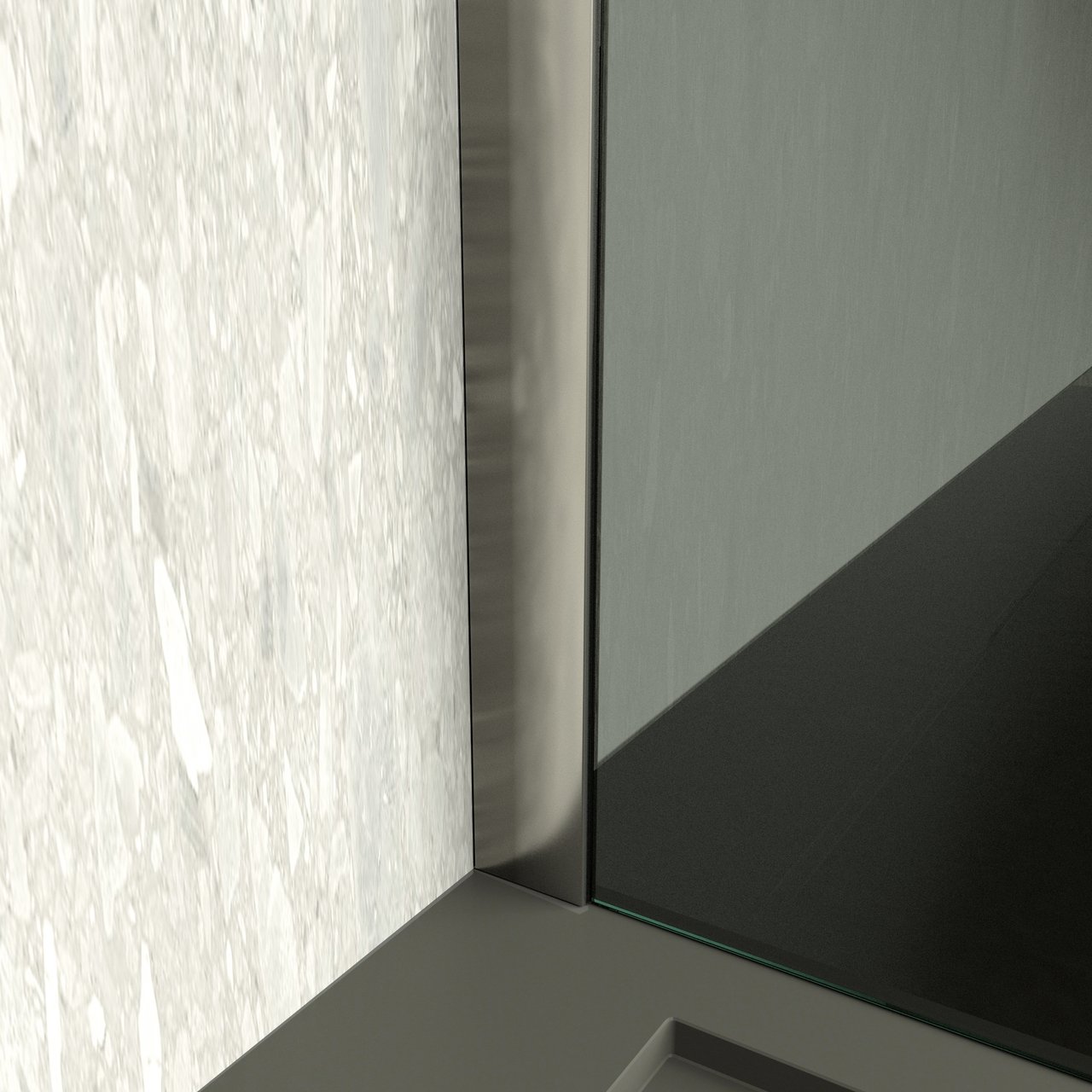 Balmani Modular inloopdouche 160 x 200 cm rookglas geborsteld inox profiel
