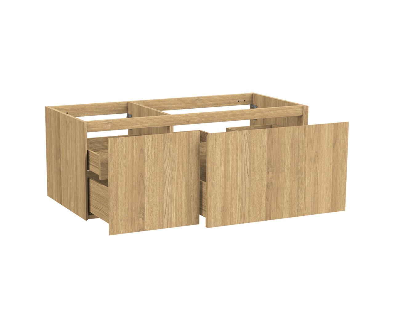 Balmani Idra by Mitra meuble sous-lavabo suspendu 120 x 55 cm asymétrique droite placage chêne naturel 4 tiroirs
