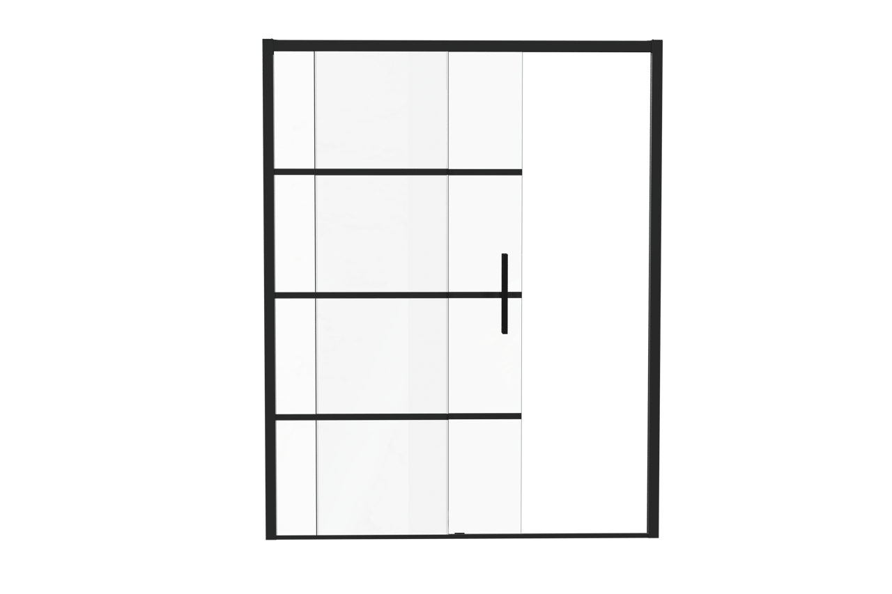Luca Varess Senses Duschtür: Schiebetür, Links, 160 x 200 cm, gestreiftes Glas, Schwarzes Profil, matt