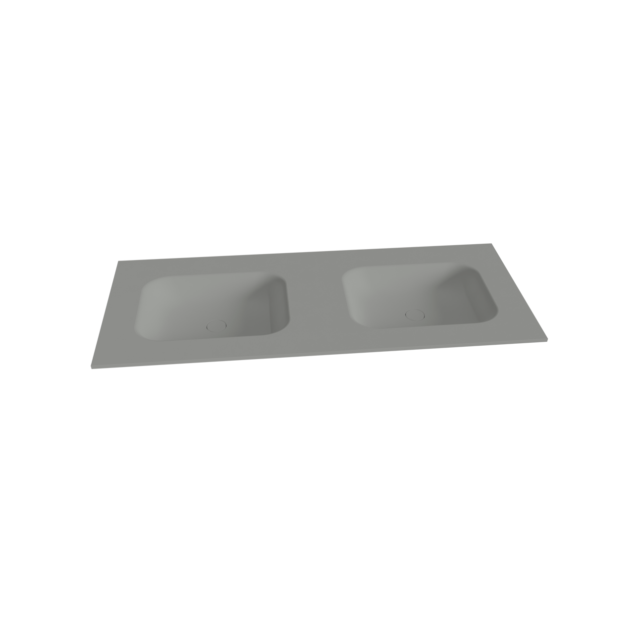 Balmani Fila by Mitra hängendes Möbelstück Set: 135 x 55 cm, Steingrau, mit Tablo Arcato Doppelwaschtisch, Solid Surface, Steingrau, Vertikale symmetrische gerade Rippe