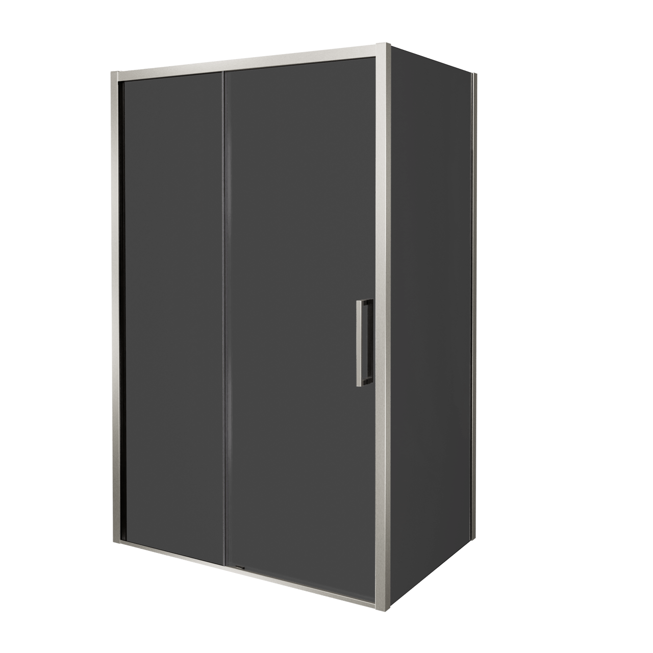Balmani Senses Design douchehoek met linkse schuifdeur en vaste zijwand, 120 x 90 cm, Rookglas, Brushed CoolMetal profielen