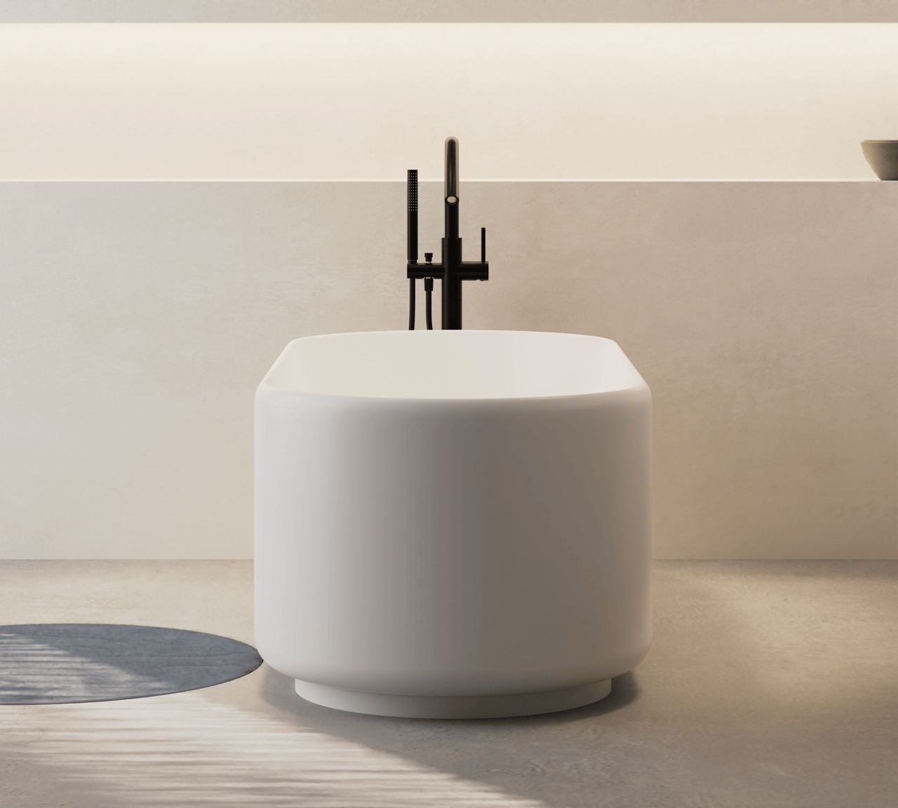 Balmani Scala Soft Ovale Freistehende Badewanne: 170 x 70 cm, Solid Surface, Weiß matt