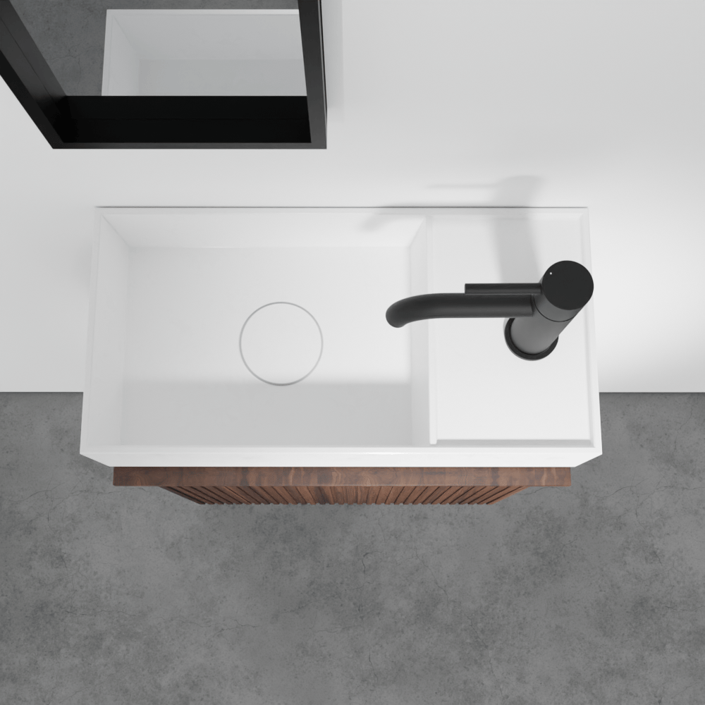 Balmani Forma meuble wc suspendu 42 x 21 cm noyer américain avec Loop plan vasque en mat Solid Surface