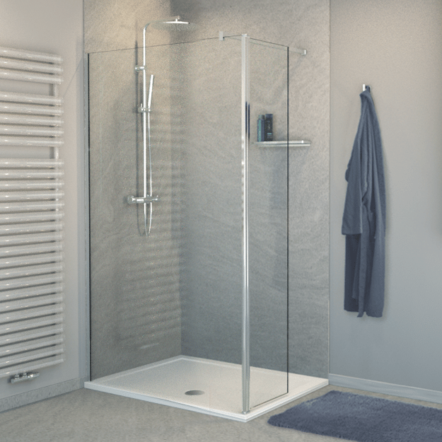 Balmani Move inloopdouche met beweegbare zijwand 90 x 200 cm helder glas glanzend chroom met coating, profiel