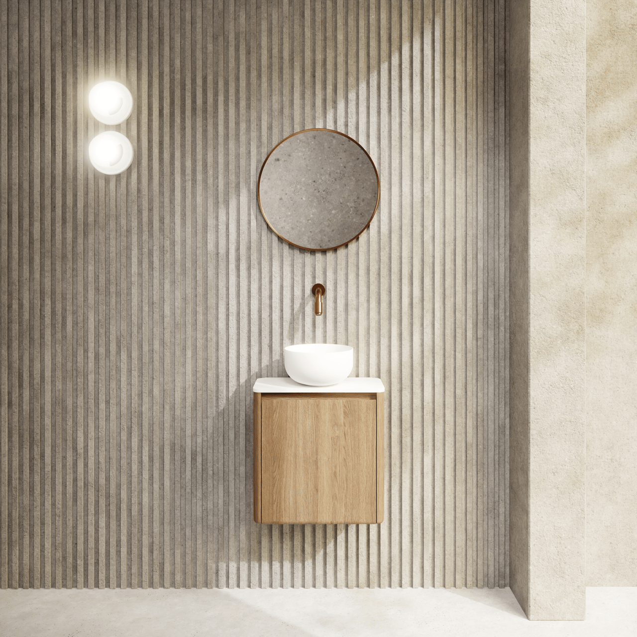 Balmani Auro Gäste-WC Spiegel: Rund, Brushed Rosegold, Ø 45 cm