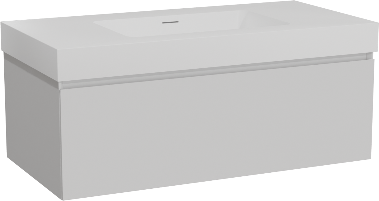 Storke Edge zwevend badmeubel 105 x 52 cm mat wit met Mata High enkele wastafel in solid surface mat wit